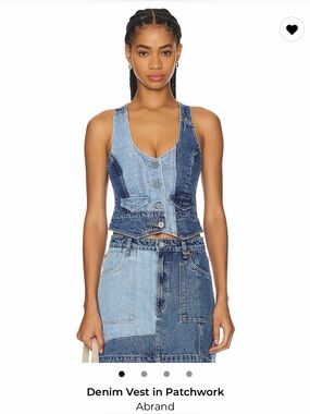 Abrand Denim Vest in Patchwork. Large. New.